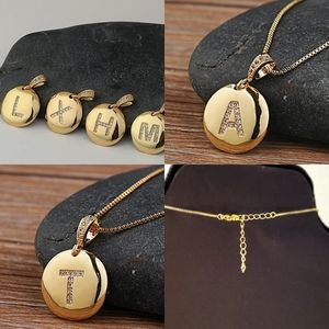 Initial Necklace Gold Plated Copper with Cubic Zirconia